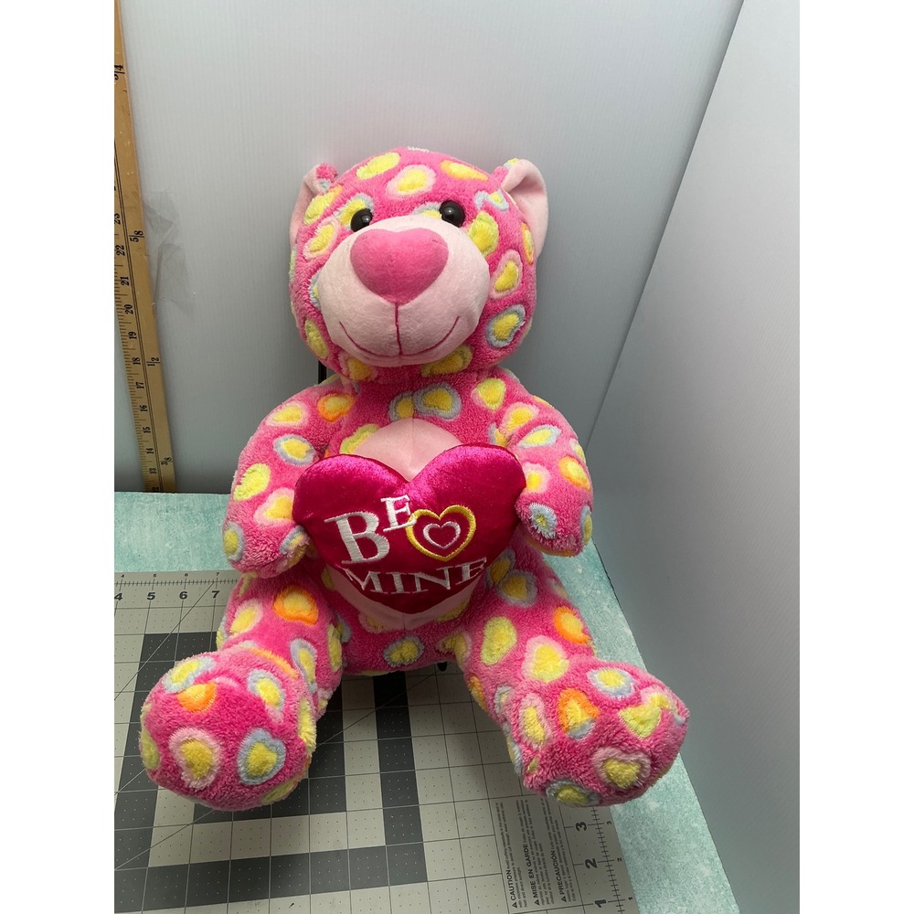 Walmart Pink Leopard Heart Print Be Mine Valentine Plush Teddy Bear 15 Inch